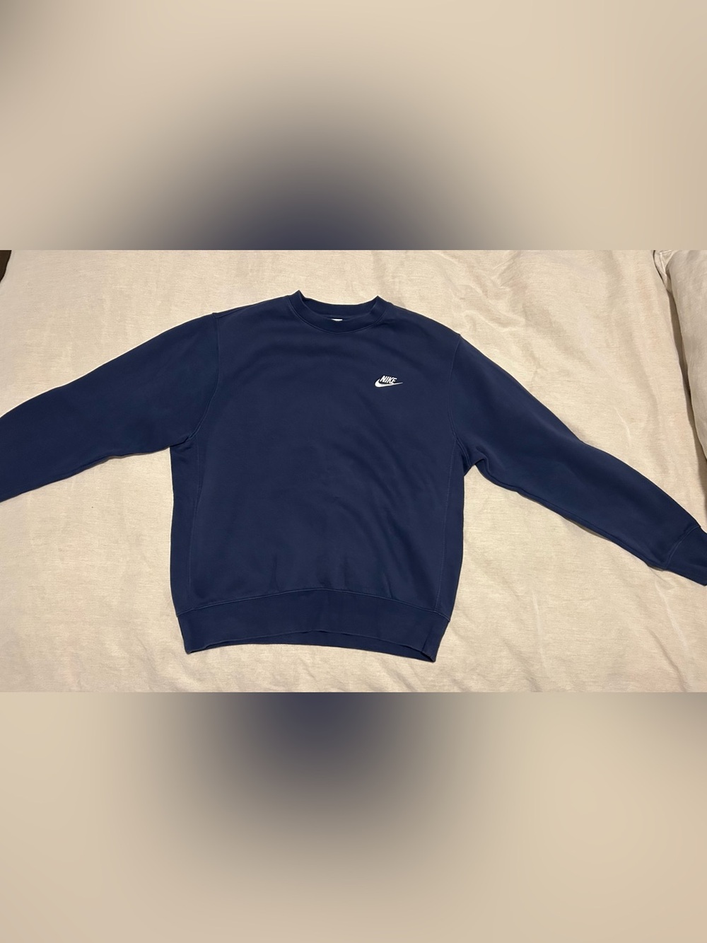 Nike Men’s Dark Blue Crewneck Sweatshirt with White Swoosh